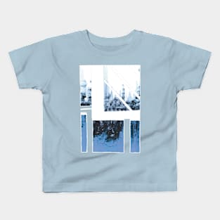 Blue Cityscape winter snowstorm Kids T-Shirt